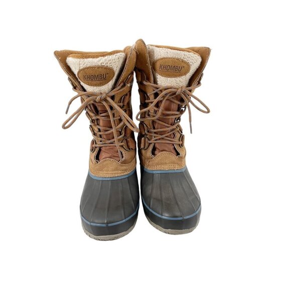 Khombu Cindy Duck Winter Outdoor Knit Lace Up Leather Boots Womens 9 Steel Shank - Picture 4 of 6